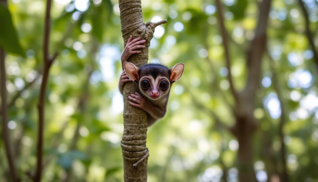 A Philippine tarsier in its natural forest habitat in Bohol, a highlight of sustainable travel Philippines A Philippine tarsier in its natural forest habitat in Bohol, a highlight of sustainable travel Philippines