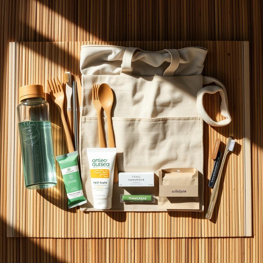 Eco-friendly travel kit with reusable items for an Eco-Conscious Philippine Adventure Eco-friendly travel kit with reusable items for an Eco-Conscious Philippine Adventure