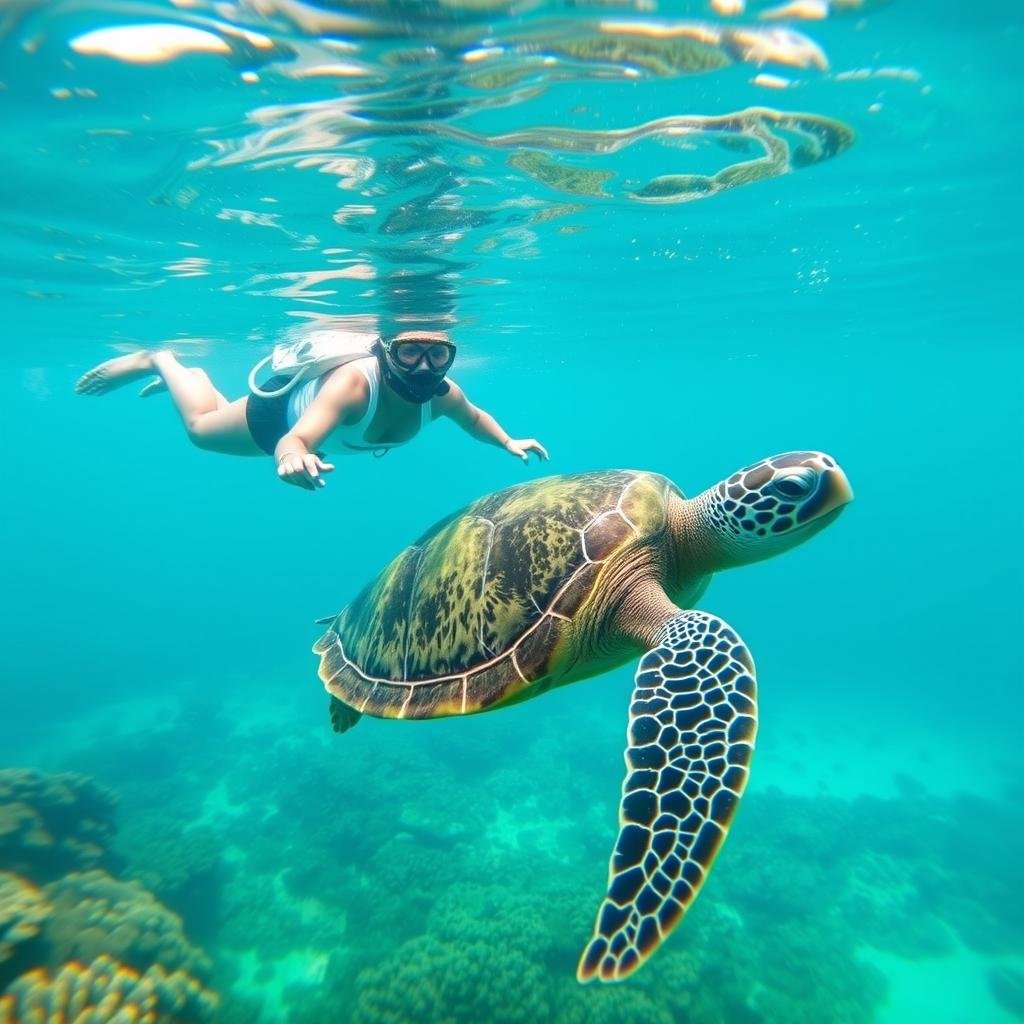Ethical wildlife viewing of sea turtles with proper distance during an Eco-Conscious Philippine Adventure Ethical wildlife viewing of sea turtles with proper distance during an Eco-Conscious Philippine Adventure