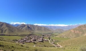 High Atlas Mountains with traditional Berber villages nestled among green valleys - ecotourism in Morocco