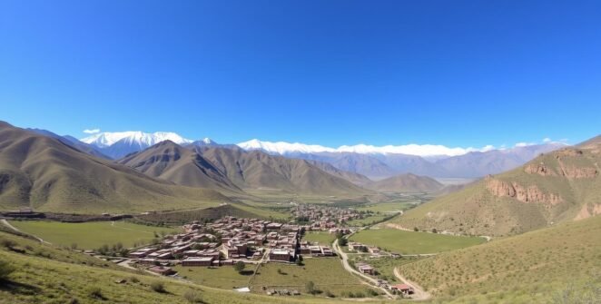 High Atlas Mountains with traditional Berber villages nestled among green valleys - ecotourism in Morocco