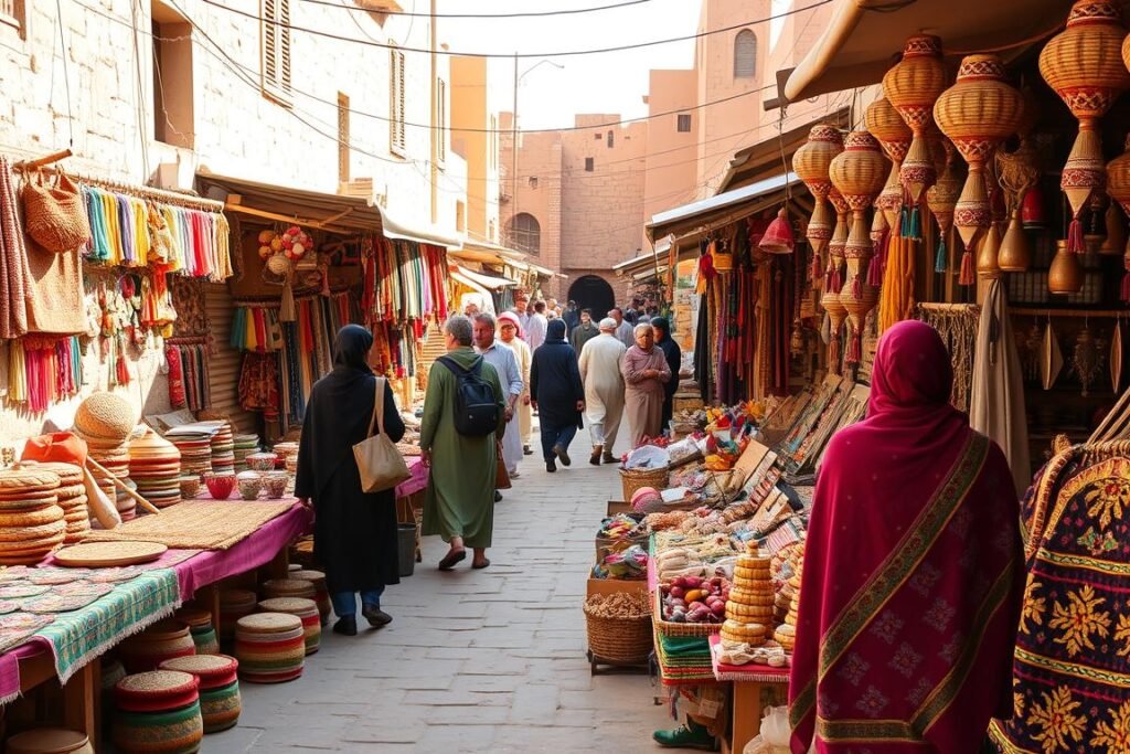 Local market in an Egyptian village selling handmade crafts to ecotourists Local market in an Egyptian village selling handmade crafts to ecotourists