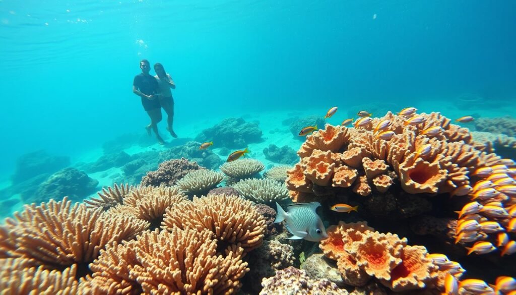 Marine sanctuary with healthy coral and conservation activities during an Eco-Conscious Philippine Adventure Marine sanctuary with healthy coral and conservation activities during an Eco-Conscious Philippine Adventure