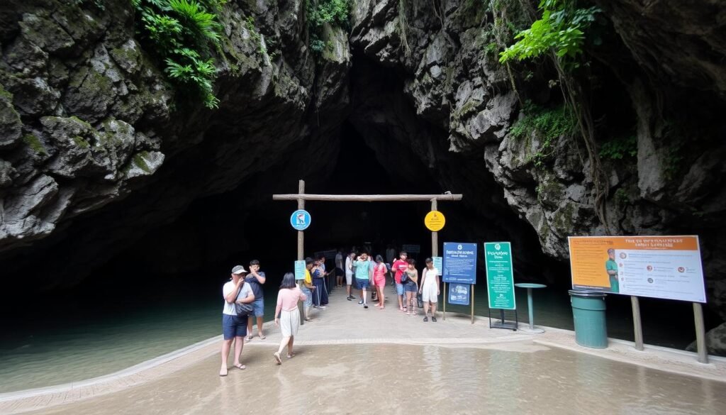 Puerto Princesa Underground River entrance with sustainable tourism practices Puerto Princesa Underground River entrance with sustainable tourism practices